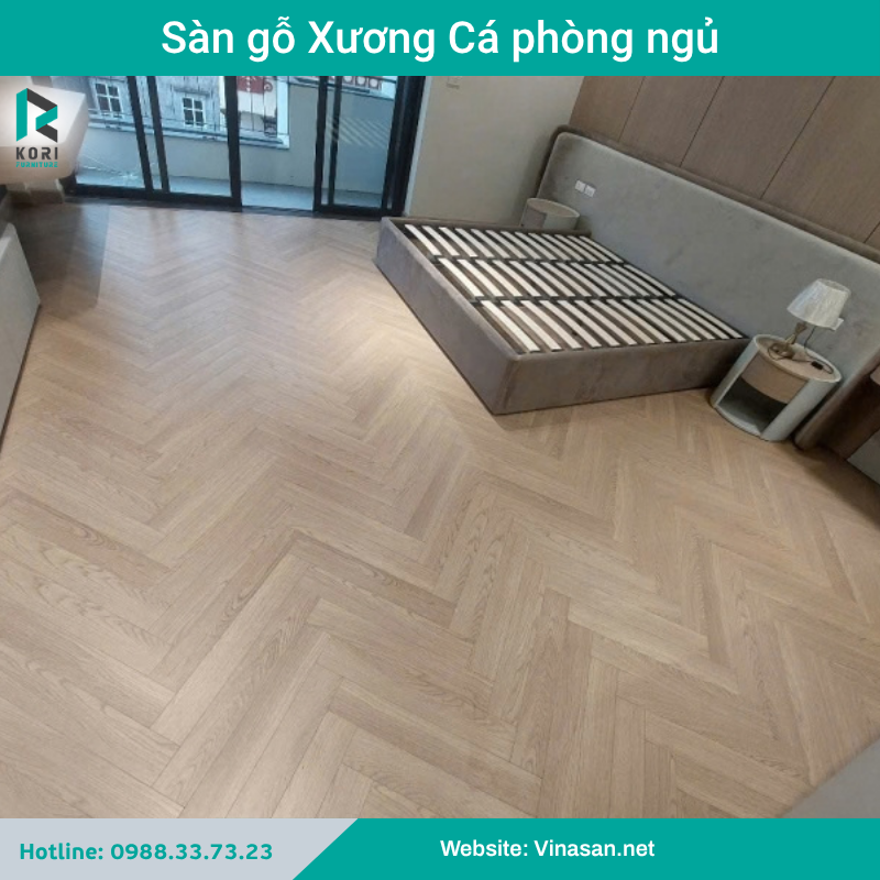 Sàn gỗ xương ca phòng ngủ